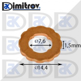 Дифтунга Ø  7,6 х Ø 14,4 х 1,5 mm медна